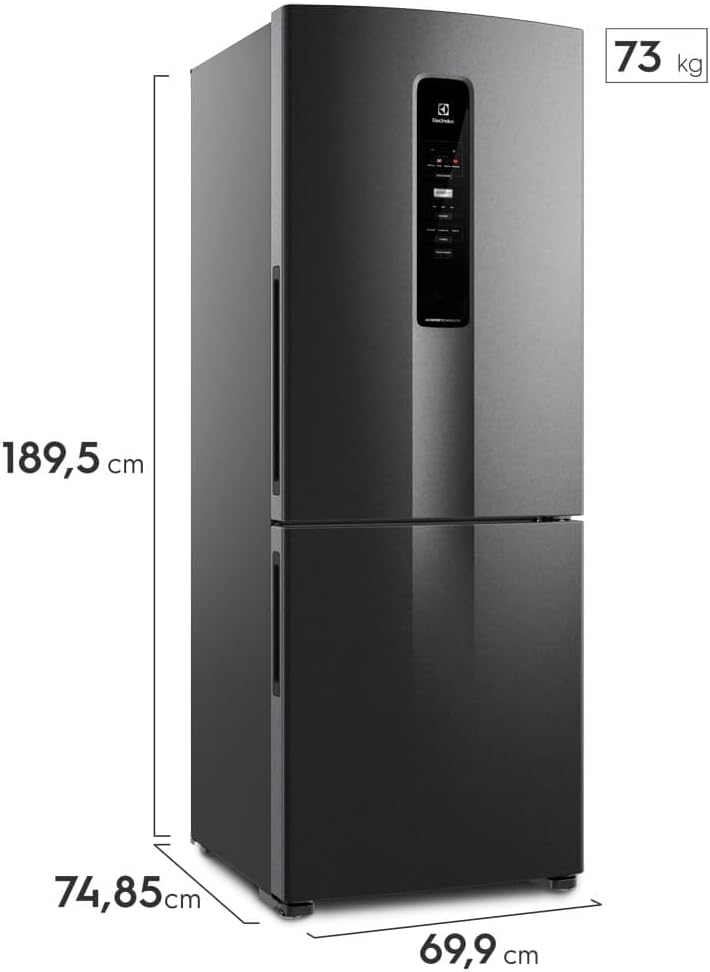 Geladeira Electrolux Frost Free 490L Efficient com AutoSense Inverse Black Inox Look (IB7B) 127 V