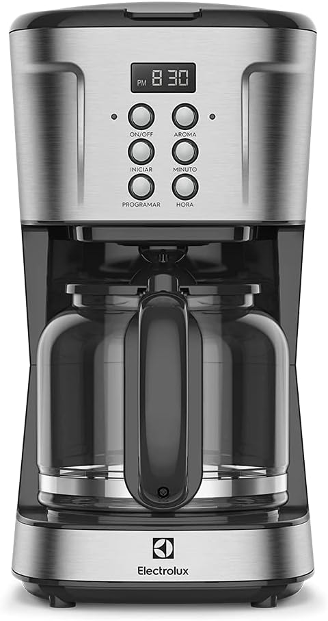 Cafeteira Elétrica Electrolux inox filtro permanente removivel capacidade 1,5L 38 xicaras função timer painel digital desligamento automatico ECM30 220v, cor aço escovado