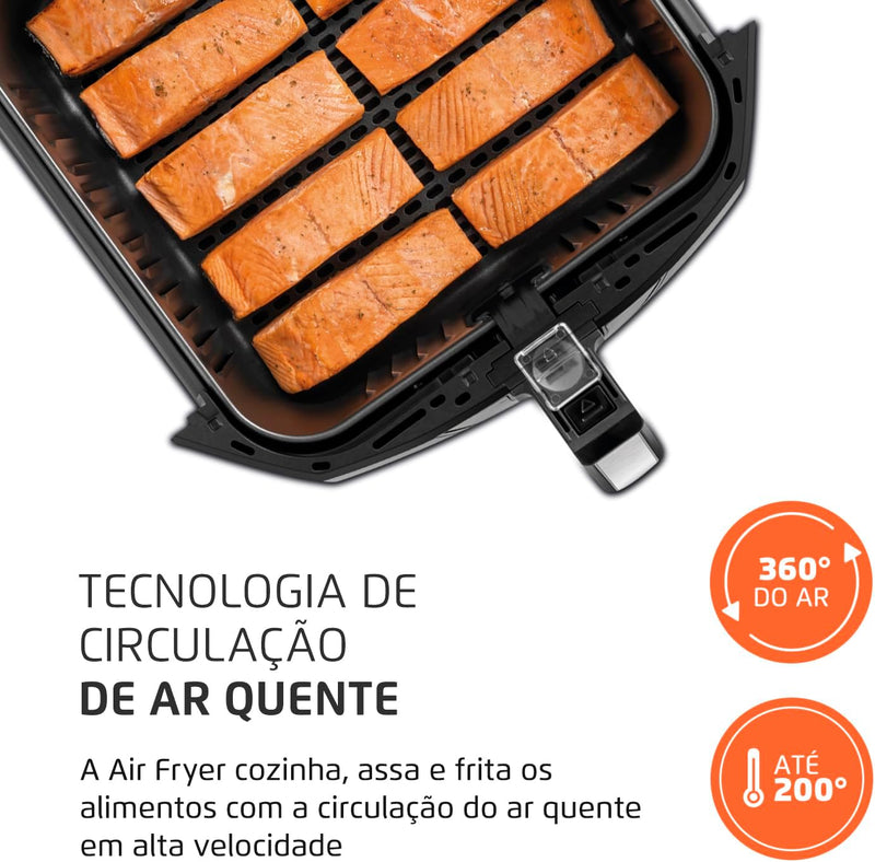 Fritadeira Sem Óleo Air Fryer 8L, Mondial, Preto/Inox, 1900W, 110V - AFN-80-BI