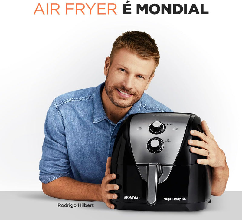 Fritadeira Sem Óleo Air Fryer 8L, Mondial, Preto/Inox, 1900W, 110V - AFN-80-BI