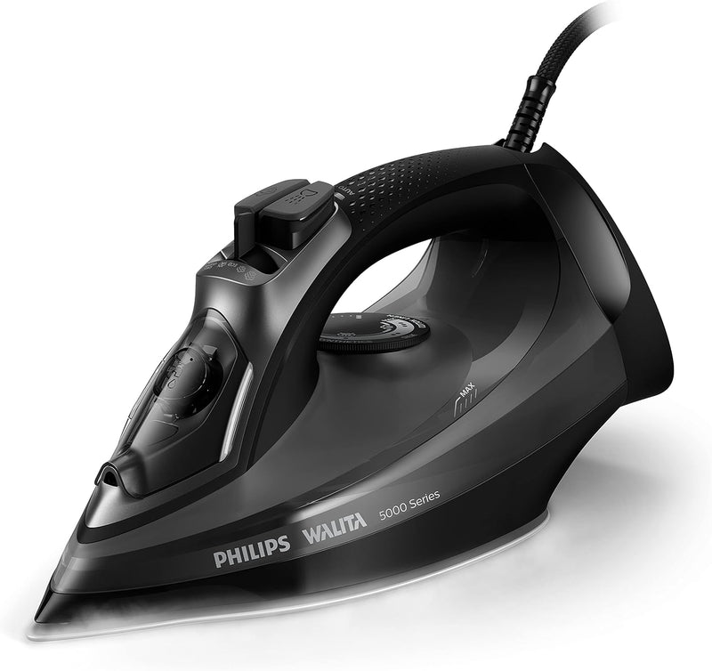 Ferro A Vapor Série 5000, Philips Walita, Preto, 1470W, Vapor constante de 25 g/min, Sistema de vapor extra de 180 g, SteamGlide Plus (DST5040/85), 110v