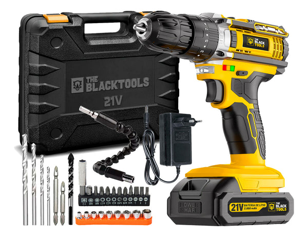 Parafusadeira E Furadeira Impacto The Black Tools Tb-21pw 21v 3/8 Cor Amarelo Frequência 50/60 Hz 110v/220v