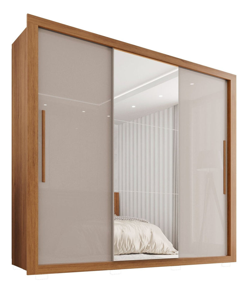 Guarda Roupa Casal 3 Portas Com Espelho 4 Gavetas Costa Rica