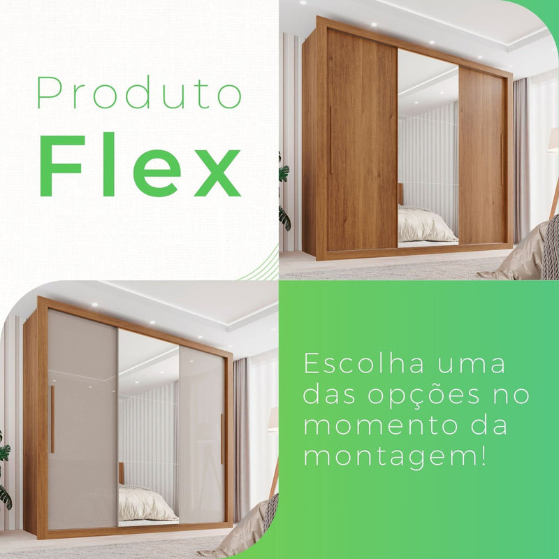 Guarda Roupa Casal 3 Portas Com Espelho 4 Gavetas Costa Rica