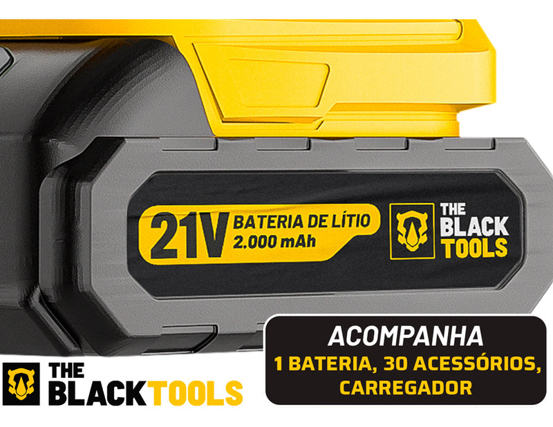 Parafusadeira E Furadeira Impacto The Black Tools Tb-21pw 21v 3/8 Cor Amarelo Frequência 50/60 Hz 110v/220v