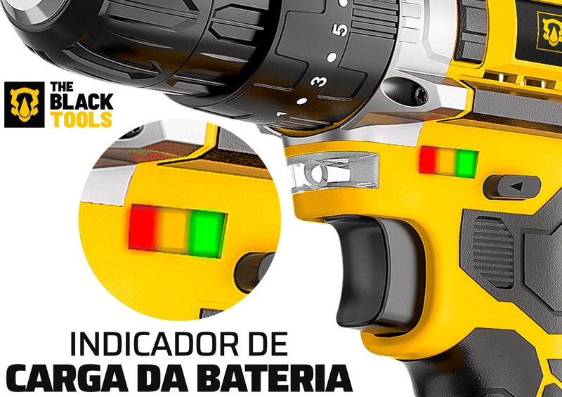 Parafusadeira E Furadeira Impacto The Black Tools Tb-21pw 21v 3/8 Cor Amarelo Frequência 50/60 Hz 110v/220v