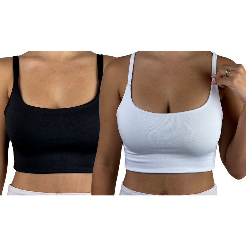 Kit Duo Fit Glam – 2 Tops Cropped Premium Suplex Forrado- Cropped Forrado Academia Feminina Blusa Suplex Varias Cores Liso e Estampados