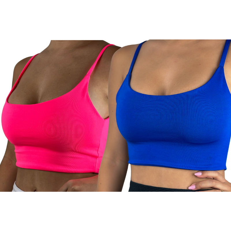 Kit Duo Fit Glam – 2 Tops Cropped Premium Suplex Forrado- Cropped Forrado Academia Feminina Blusa Suplex Varias Cores Liso e Estampados