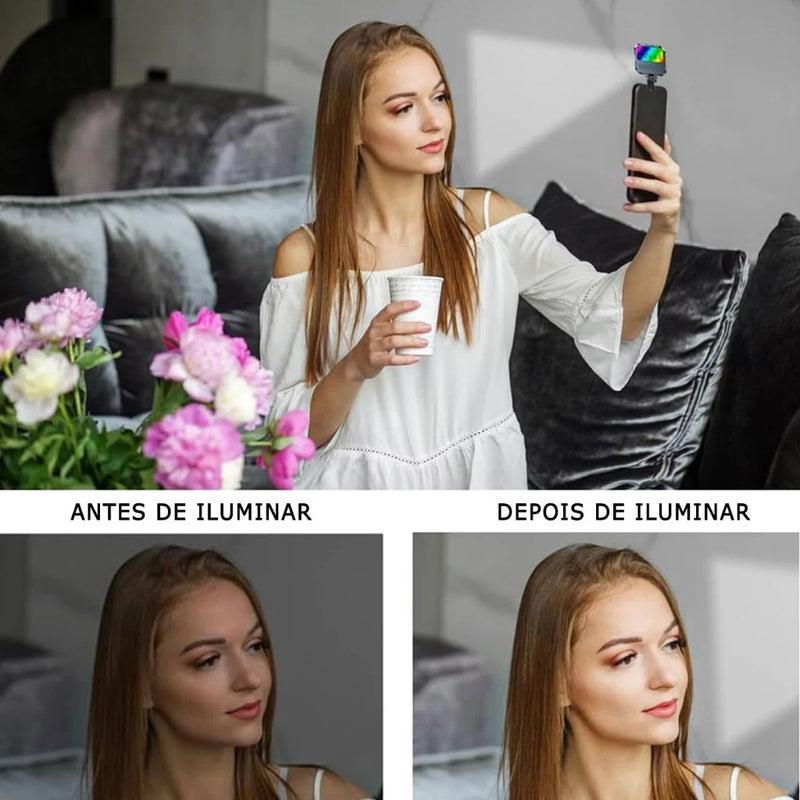 Mini Luz LED Portátil Pro 49 LEDs – Iluminação de Estúdio em Qualquer Lugar