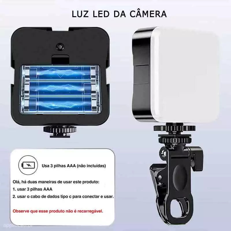 Mini Luz LED Portátil Pro 49 LEDs – Iluminação de Estúdio em Qualquer Lugar