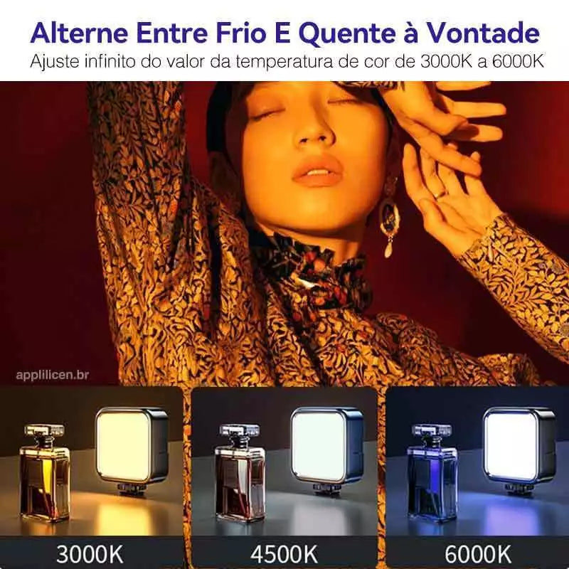 Mini Luz LED Portátil Pro 49 LEDs – Iluminação de Estúdio em Qualquer Lugar