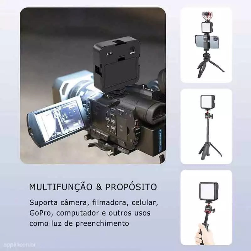 Mini Luz LED Portátil Pro 49 LEDs – Iluminação de Estúdio em Qualquer Lugar