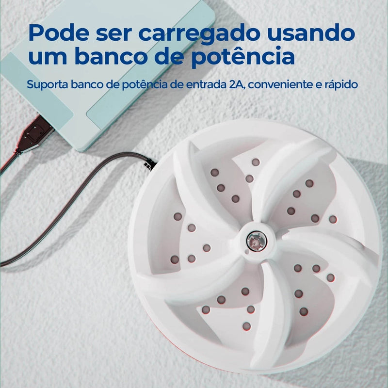 Mini Máquina de Lavar Roupas Panos Toalhas no Balde Portátil Ultrassônica  - Lavanderia USB Lava Louças Branco com USB