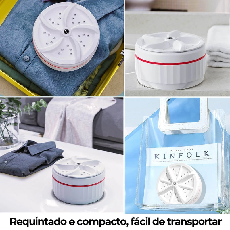Mini Máquina de Lavar Roupas Panos Toalhas no Balde Portátil Ultrassônica  - Lavanderia USB Lava Louças Branco com USB