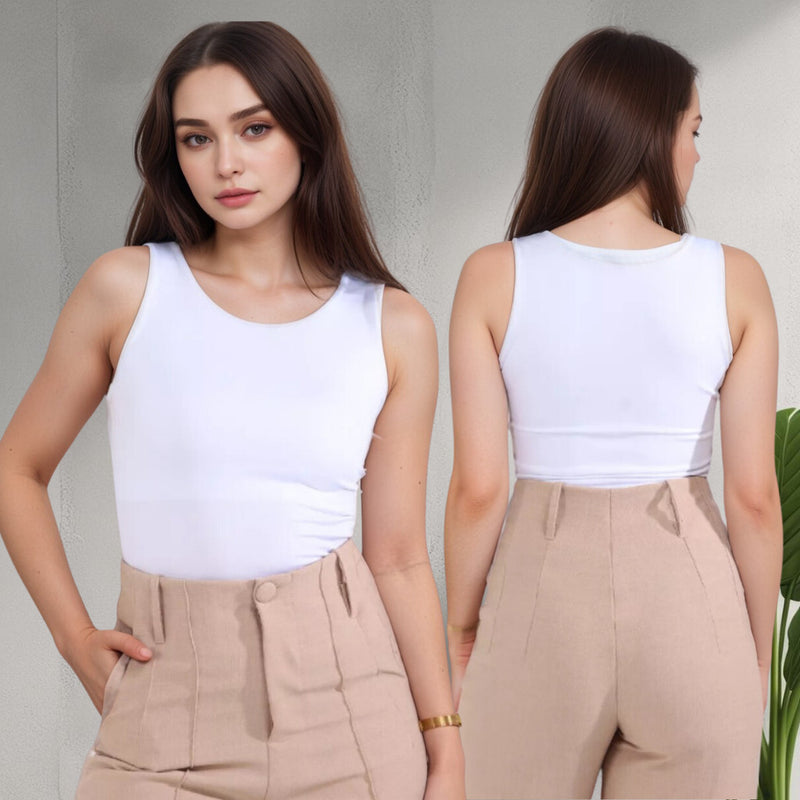 KIT com 2 Croppeds Femininos Suplex Premium- Cropped Feminino Top Liso Básico Regata Suplex Forro Duplo Nadador